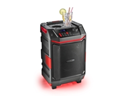 Altavoz portátil Wild Bash Premium de 300 W. Compatible con tecnología Bluetooth/USB/AUX. Batería recargable. IPX6. Luces LED RGB. Con ruedas. NGS.