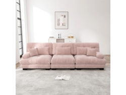 Sofá Esquinero Modular 3 Plazas - Con Asiento Profundo, Sofá Cama Cómodo, Chenille Rosa
