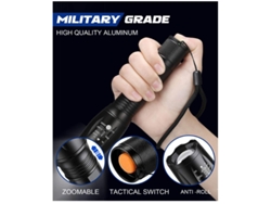Linterna LED de 2000 lúmenes, regalos para hombres, papá, niños, linternas con zoom, linterna LED superbrillante, color negro YIZHOOD