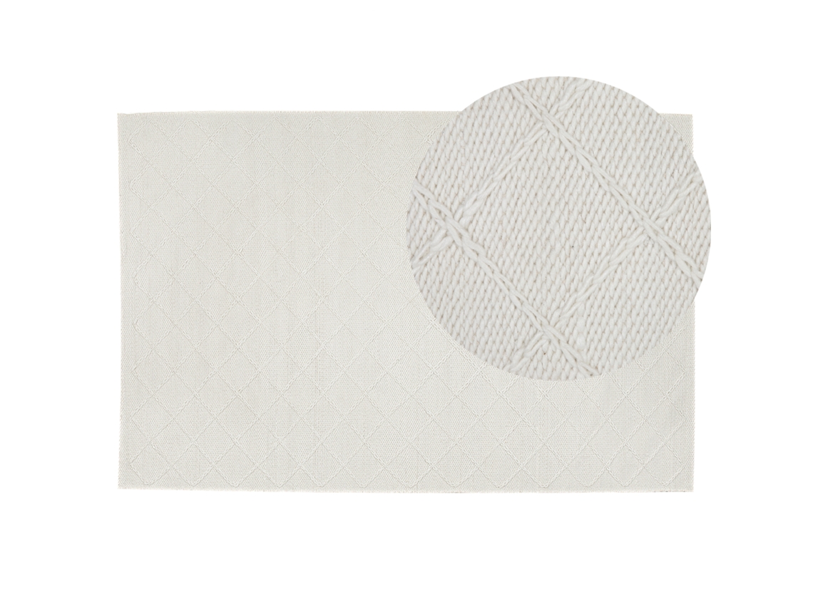 Alfombra de pelo corto BELIANI Ellek de Lana Blanco 140x200