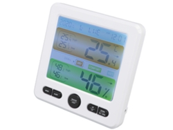 Termómetro digital para habitación con pantalla a color, reloj de escritorio y monitor de humedad, color blanco