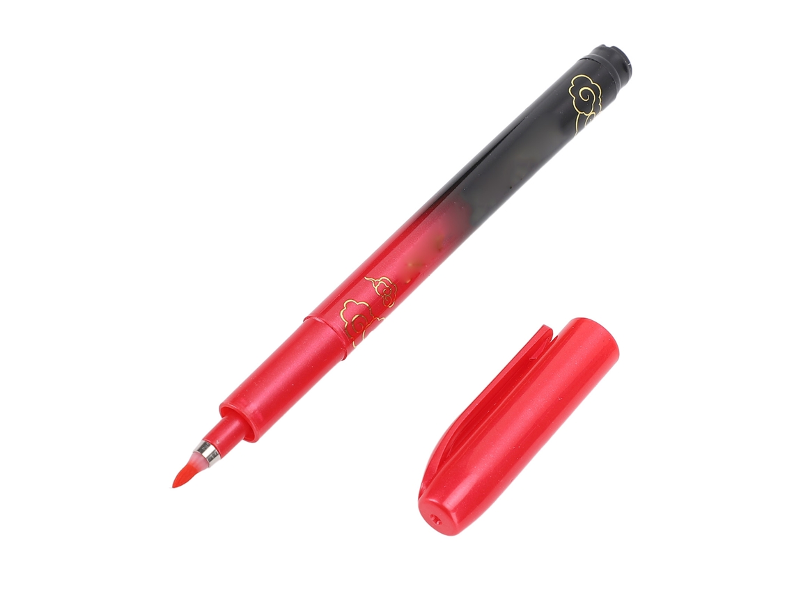Bolígrafo caligráfico para principiantes con punta suave, tinta resistente a la decoloración, rojo medio, portátil