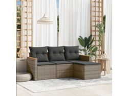 Conjunto de sofás de jardín de 4 piezas DKD Home Decor con cojines de mimbre gris