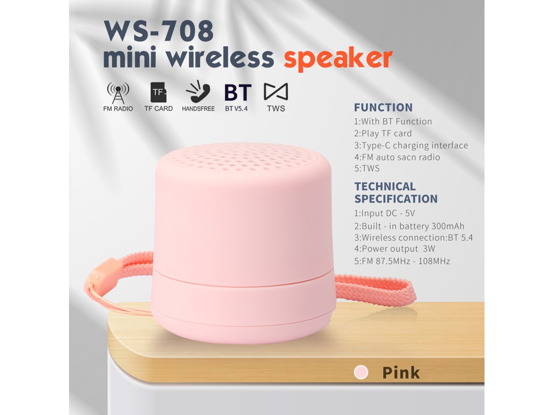 Coluna Bluetooth Eifson Ws-580 Mini Altavoz Inalámbrico Con Radio Fm (rosa)