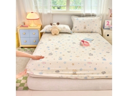 Funda De Colchón, Sábana Bajera Ajustable Estampada De Algodón Puro, Apta Para Habitación Infantil, Modelo Star, 90x200cm. Panoona