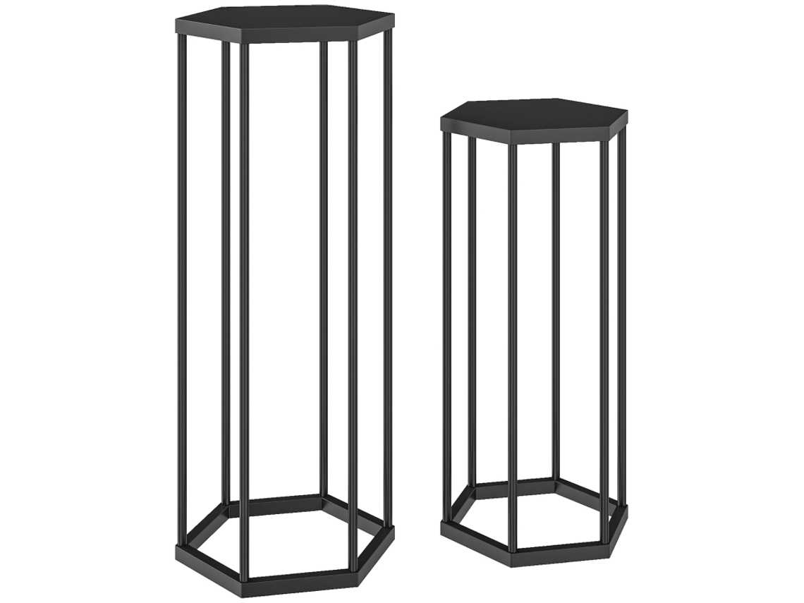 Juego De 2 Soportes Hexagonales De Metal Para Plantas
