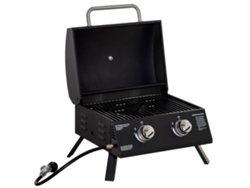 Barbacoa A Gas Pieghevole En Coperchio, Termometro Y 2 Bruciatori Acciaio, 55x46,5x41 Cm, Nero