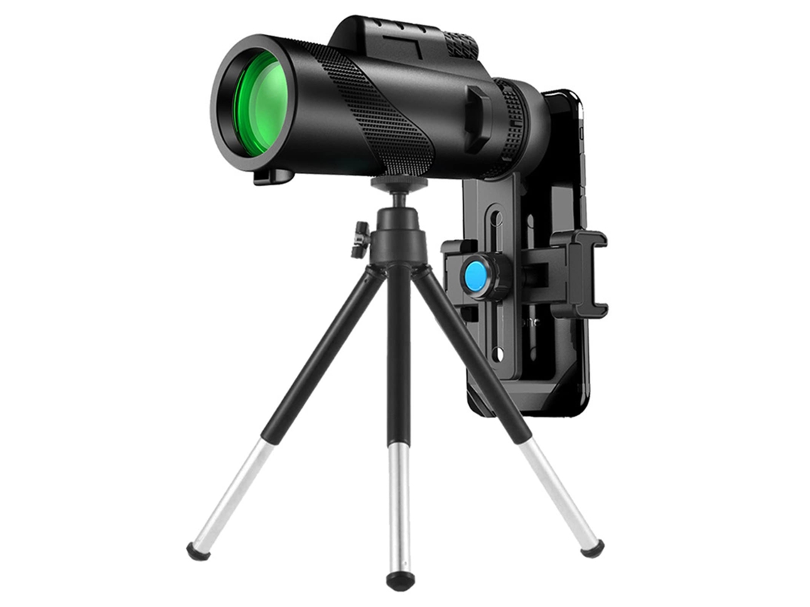 Telescopio monocular de alta definición 50x60 adaptador y trípode para adultos y teléfonos inteligentes telescopio monocular de visión nocturna para caza observación de IKIKSO