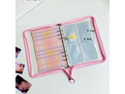 Álbum De Fotos A5 Mini Con Cremallera Y Inserts Transparentes Para Tarjetas Postales Y Recuerdos Rosa