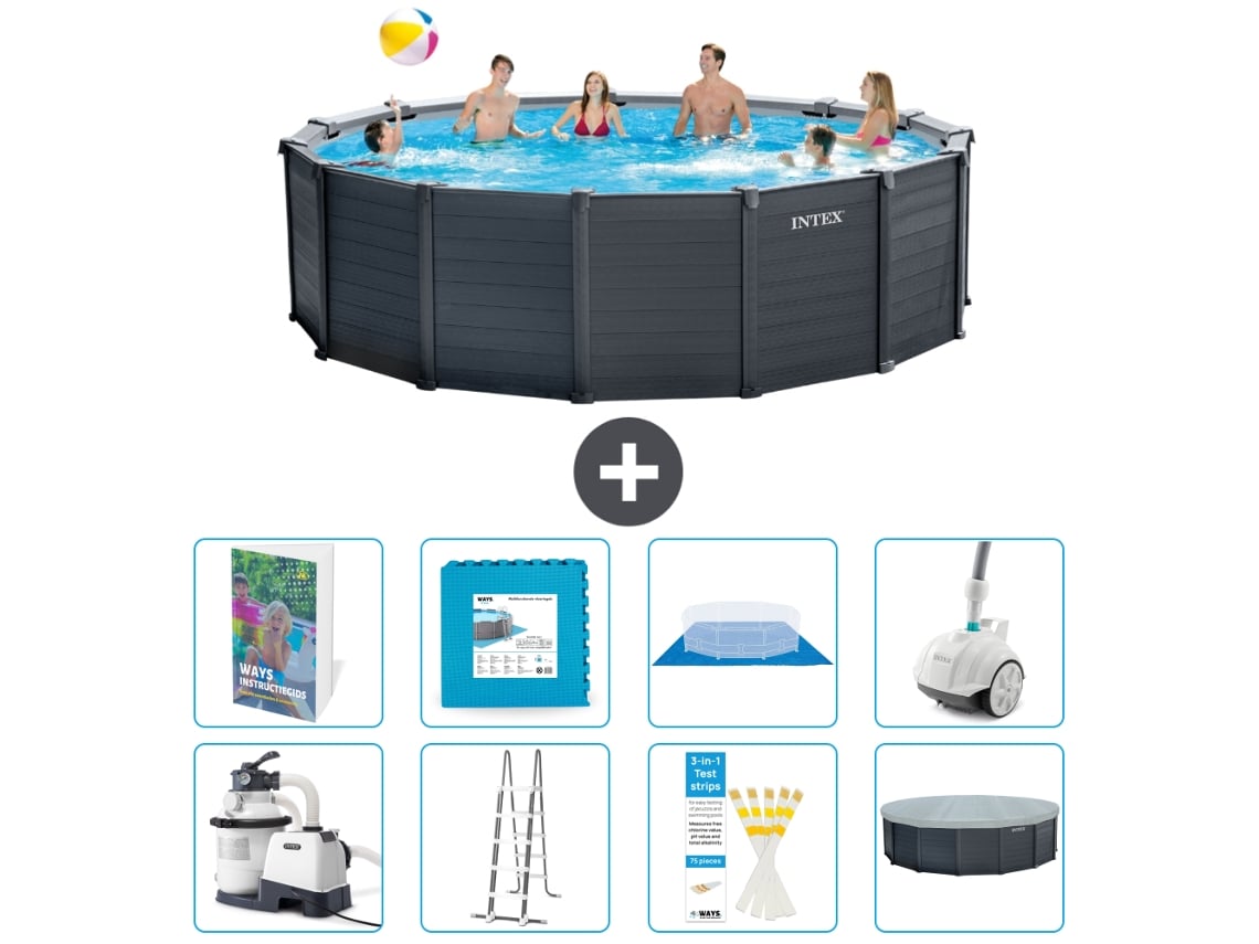Intex Piscina Graphite Panel Redonda - 478x124 Cm - 9-peças S531