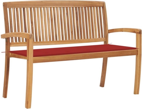 Banco de exterior VIDAXL Rojo Teca (128.5x57.5x90 cm)
