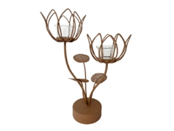 Portavelas SIGNES GRIMALT Flor Metal Cristal 16x36x26 cm