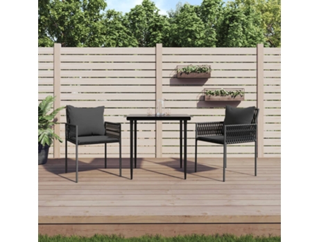 Pack 2 Sillas de Jardín VIDAXL (54 x 61 x 83 cm - Poli Ratán - Negro)