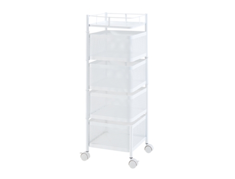 Carrito de cocina Sunndal con 4 cestas acero 80x27x27cm - Blanco EN.CASA