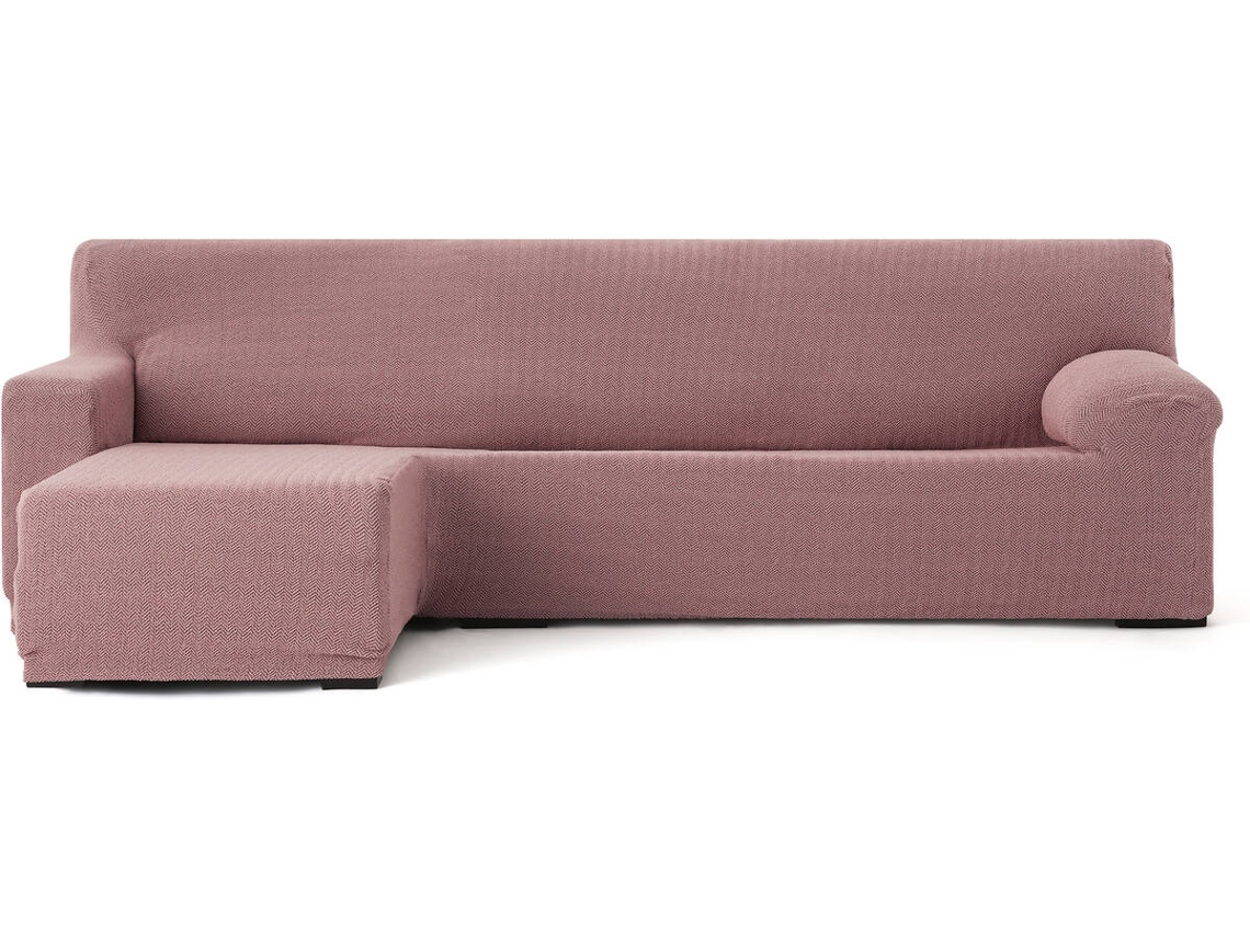 Funda de Chaise Longue Izquierda para Brazo Corto EYSA Premium Jaz Tejido Multielástico (250-360 cm - Poliéster y Algodón - Rosa)