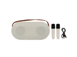 Altavoz Con Micrófono Bluetooth Y Luz Ambiental, Potente, Portátil, Inalámbrico Para Fiestas En Casa, Blanco, Micrófono Dual, Batería De 1000 Mah.