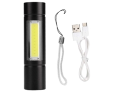 Linterna LED portátil con carga USB Xprcob, linterna de emergencia para acampar al aire libre, color negro Yunzii