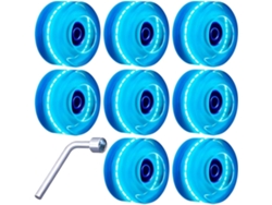 Ruedas para patines con luces azules, para uso en interiores y exteriores.
