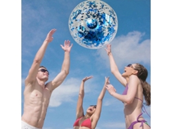 Pelota de playa inflable transparente de 40 cm con lentejuelas para playa, piscina, fiestas y verano.