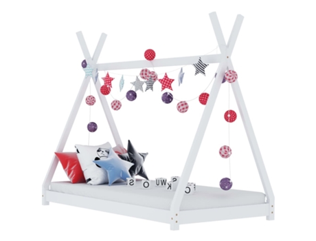 MAISON EXCLUSIVE - Estructura de cama infantil madera maciza pino blanca 90x200 cm
