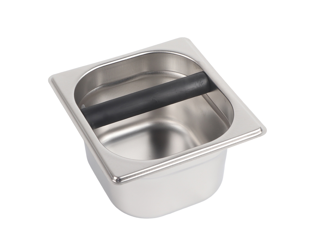 Soporte de acero inoxidable, caja de golpe, accesorio profesional para cafetera, color plateado