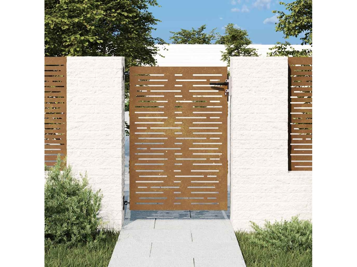 Puerta De Jardín Acero Corten Diseño Cuadrado 85x125 Cm