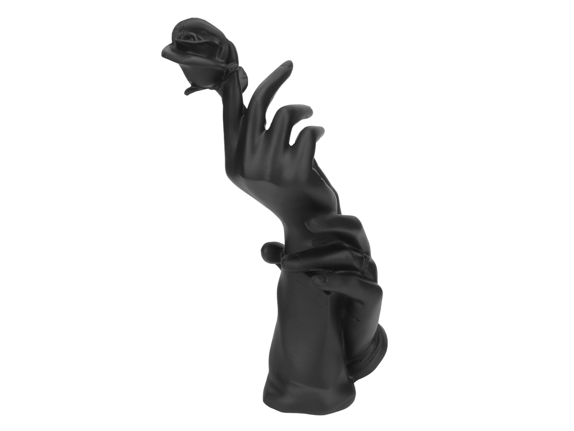 Soporte decorativo para anillos de mano de resina negra