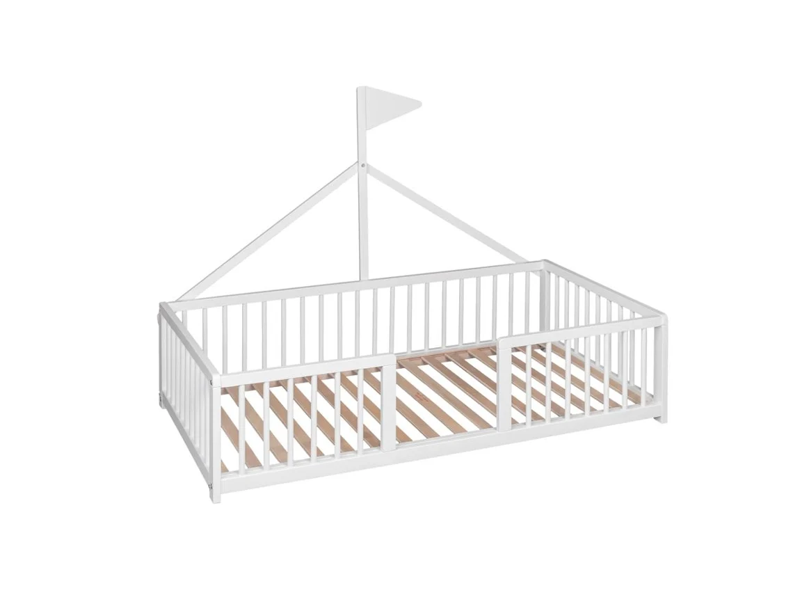 Cama Infantil Tipi Montessori Apache Wonderland (Madera de Haya - Blanco - 140x70 cm)