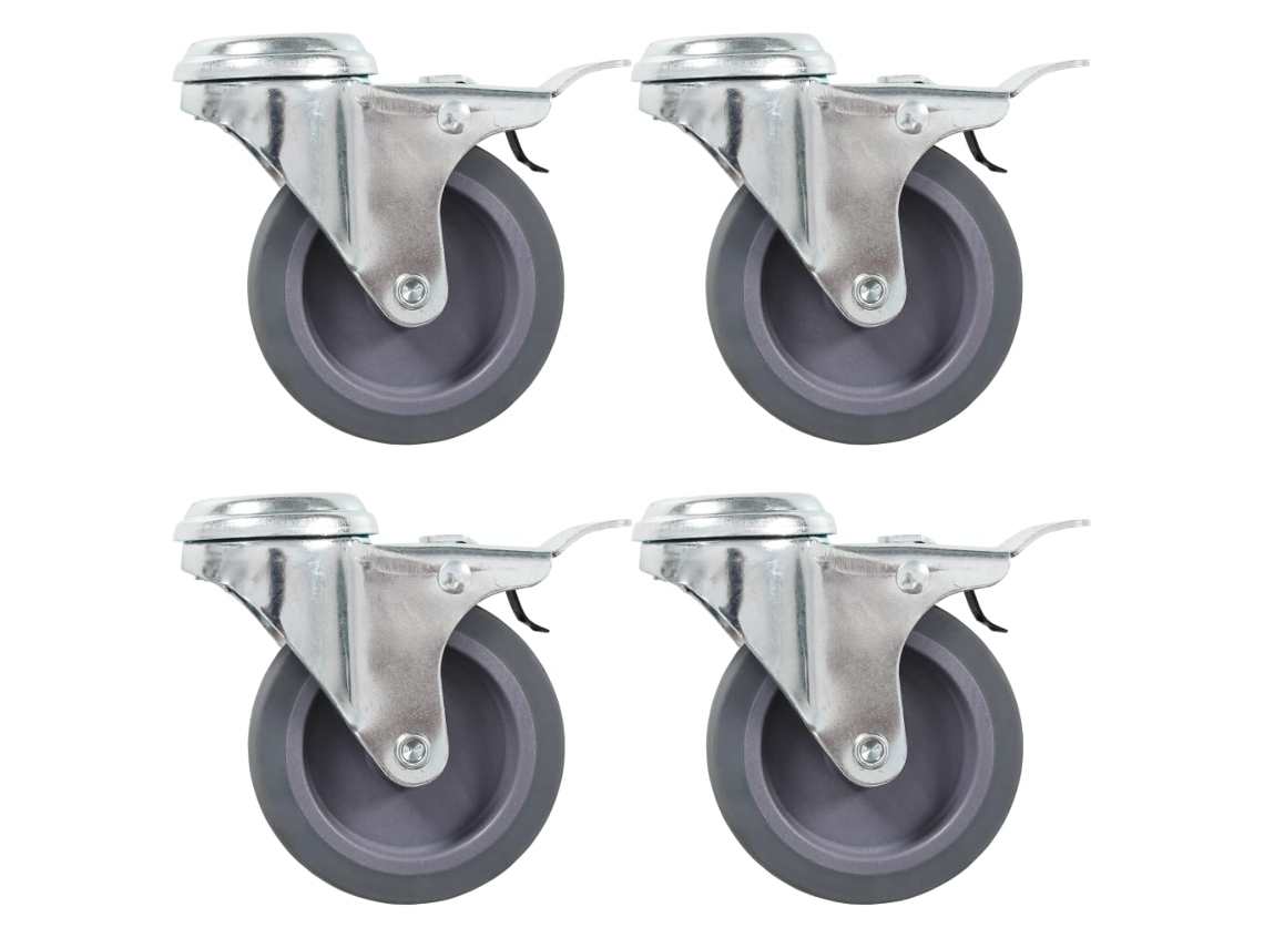 vidaXL Ruedas giratorias agujero pasador y frenos dobles 4 uds 75 mm