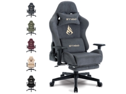 Silla gaming SYMINO, transpirable, con reposapiés, soporta hasta 150 kg, color gris.