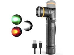 Linterna Led Usb Recargable Y Potente De 1200 Lúmenes, Giratoria De 90 Grados, Ip65 Impermeable Para Caza Al Aire Libre, Yizhood (negra)