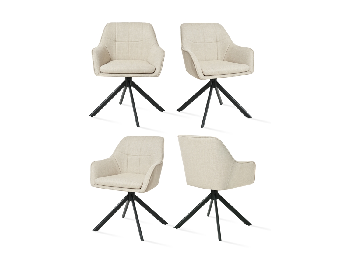 Sillas De Comedor Goeurvant 1437(pack De 4, Beige, Tela)