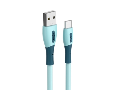 Cable de carga de 1,2 m Anti-bobinado 3A Carga rápida Silicona para Android/Tipo-C/para iOS Cable USB de datos para oficina-Enchufe azul para Tipo-C