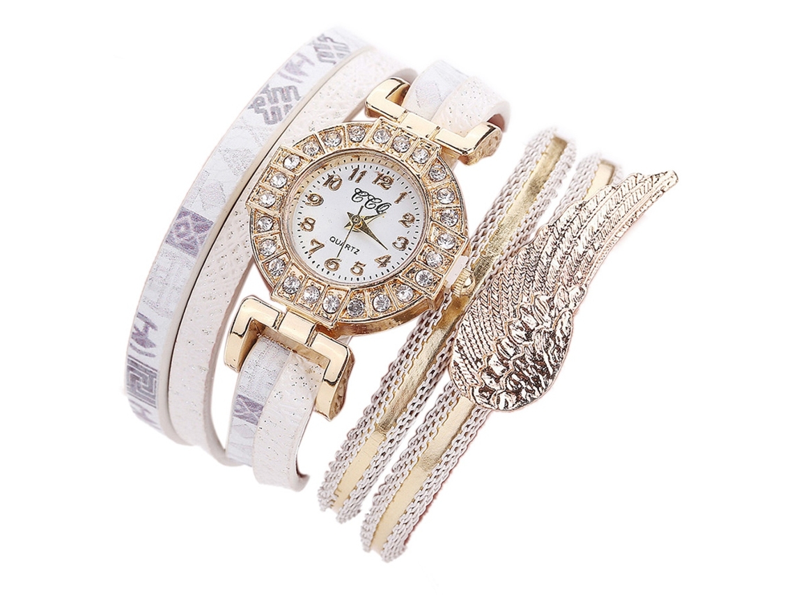 Reloj De Pulsera Para Mujer Con Correa De Poliuretano Y Diamantes De Imitación, Esfera Redonda Y Movimiento De Cuarzo.