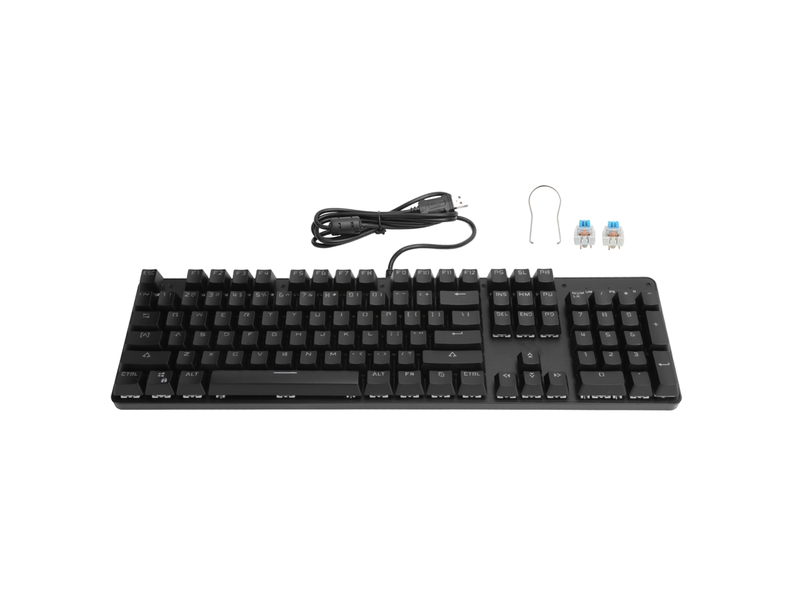 Teclado Mecánico Para Juegos Con Interruptores Azules, 104 Teclas, Retroiluminación Mixta, Usb, Negro.