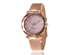 Reloj De Pulsera De Cuarzo Con Malla De Aleación Simple Para Mujer - Rosa A La Moda