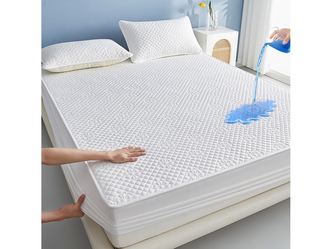 Protector De Colchón Impermeable Con Textura De Jazmín Y Correas Elásticas (blanco/140x200cm) Gertiz