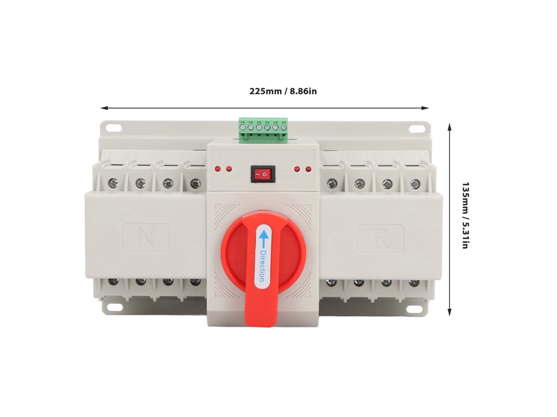 Interruptor automático de transferencia de potencia doble de 400 V, 4 polos, tipo CB Mini, para sistemas fotovoltaicos residenciales de 125 A.