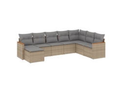 Conjunto 8 de sofás jardín con cojines beige mezcla VIDAXL ratán PE