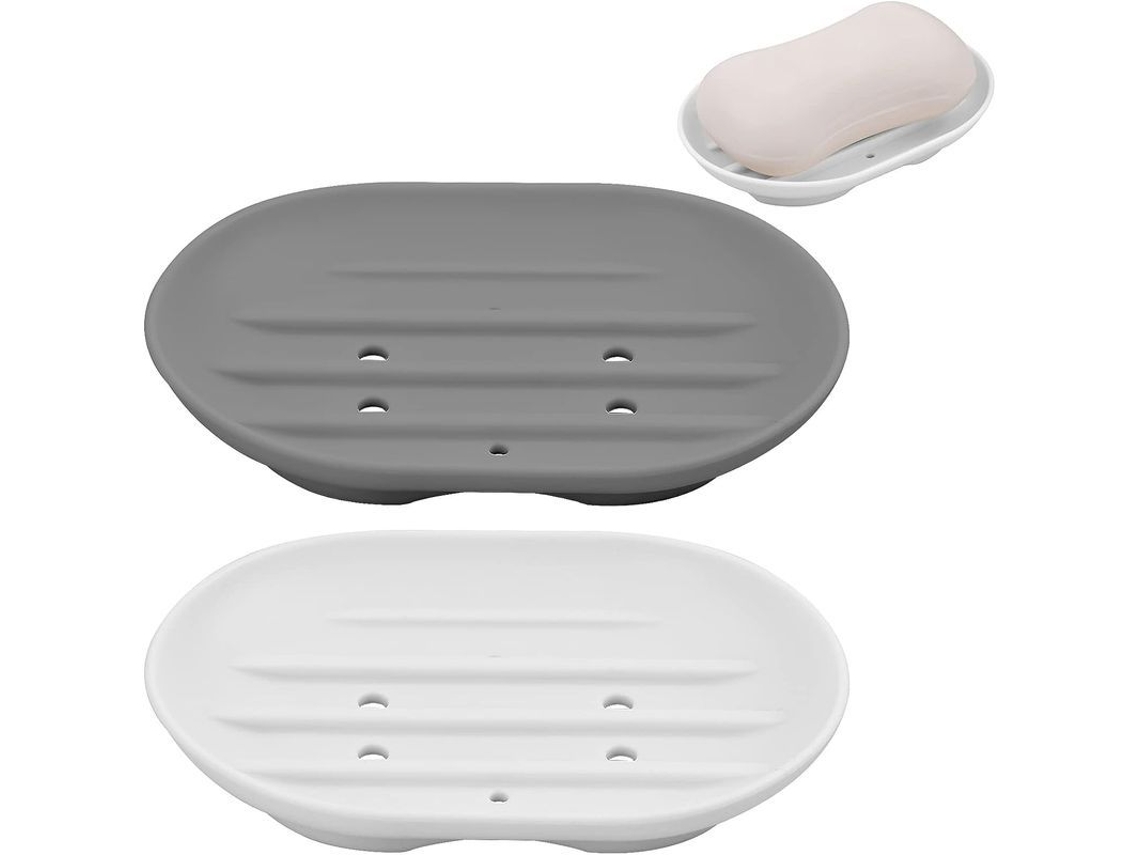 Jabonera De Silicona, Caja De Jabón Portátil Para El Baño, Soporte Con Drenaje Automático