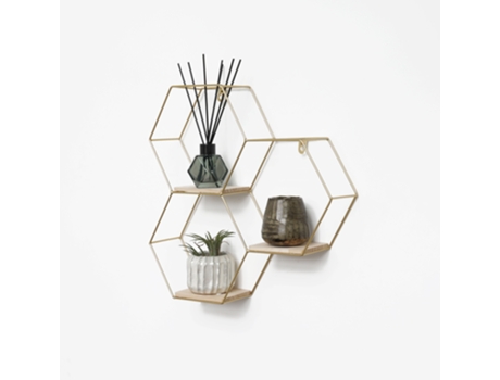 Estantería Triple Hexagonal IVOL (40,5x41 cm - Oro)