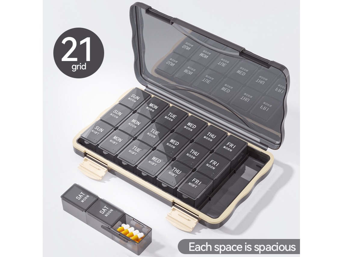 Organizador Semanal De Pastillas Chrui 28 Celdas Gran Capacidad Sin Bpa (negro)