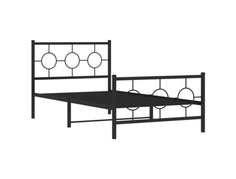Cama con Cabecero y Patas VIDAXL Metal Negro (207x105x91cm)