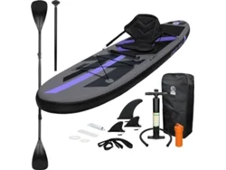 Tabla hinchable de paddle surf SUP ECD 320x82x15 cm PVC negro con Asiento de Kayak