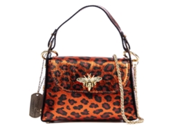 Aquileia Bolso De Mano Mujer. Piel Auténtica Gamuza Con Estampado Animal Print Leopardo Lacada Brillante.