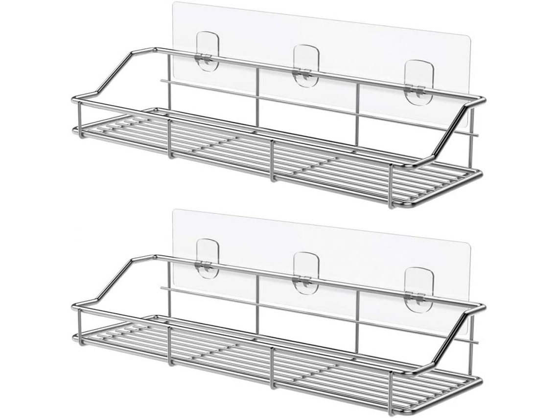 Cesta de baño autoadhesiva de acero inoxidable SUS304, juego de 2 piezas JEIIBRZUI