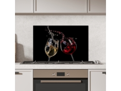 Panel antisalpicaduras de cocina - Vino tinto - Vino blanco - Cristal - Negro 70x50 cm