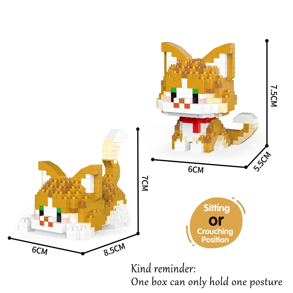 Lindo Juego De Bloques De Construcción En Miniatura Con Forma De Gato, Que Se Puede Construir En Dos Formas Adorables.