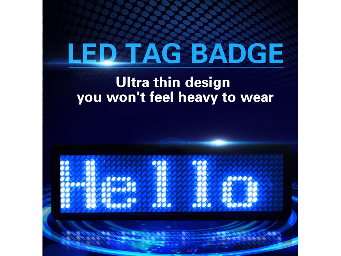 2026as-placa De Nombre Led Deslizante Recargable Programable Multilingüe Digital (azul)