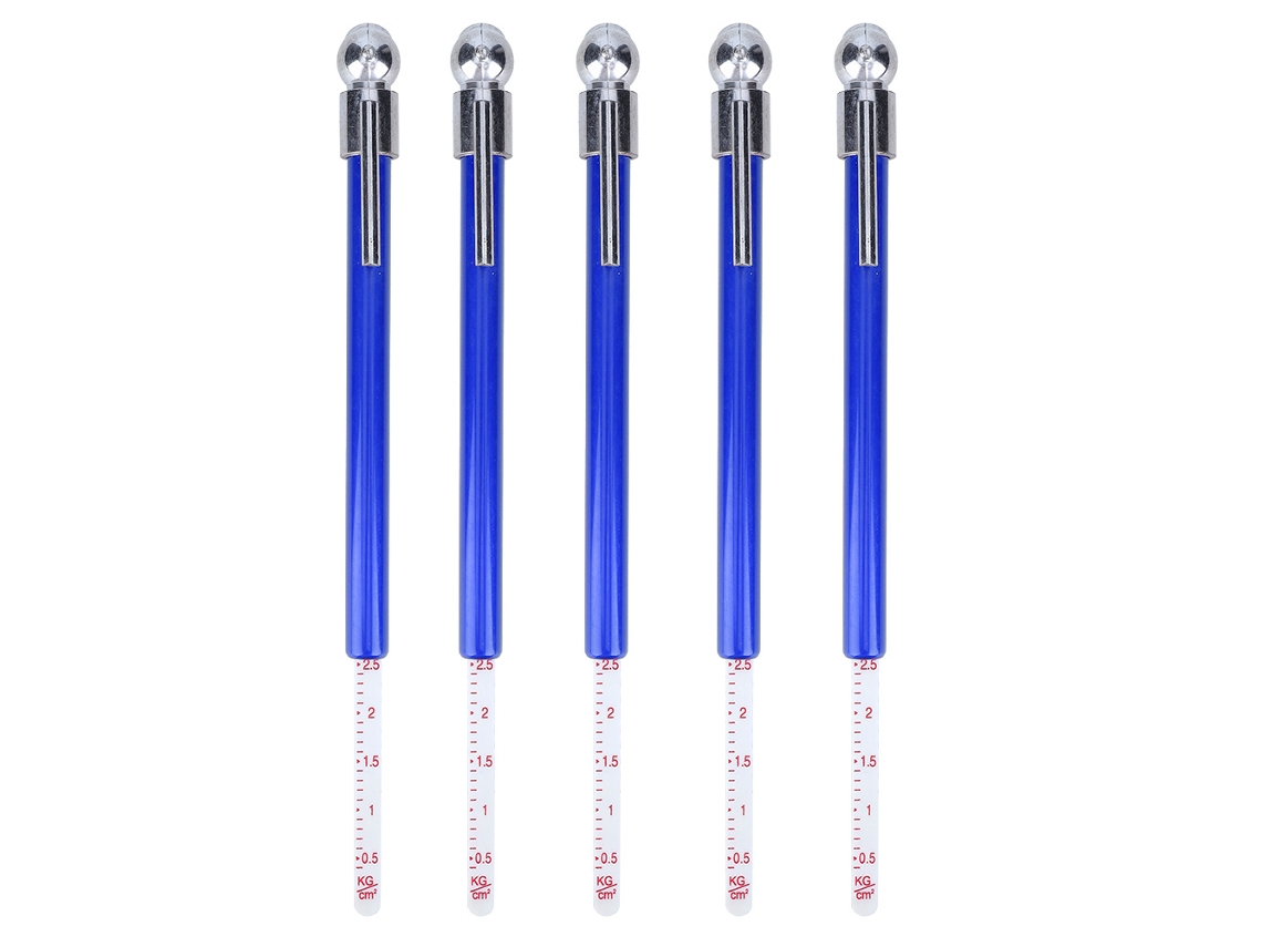 Manómetro Para Neumáticos Con Forma De Bolígrafo, De 5 A 50 Lb/in², Para Coche/moto, Color Azul, Paquete De 5 Unidades.
